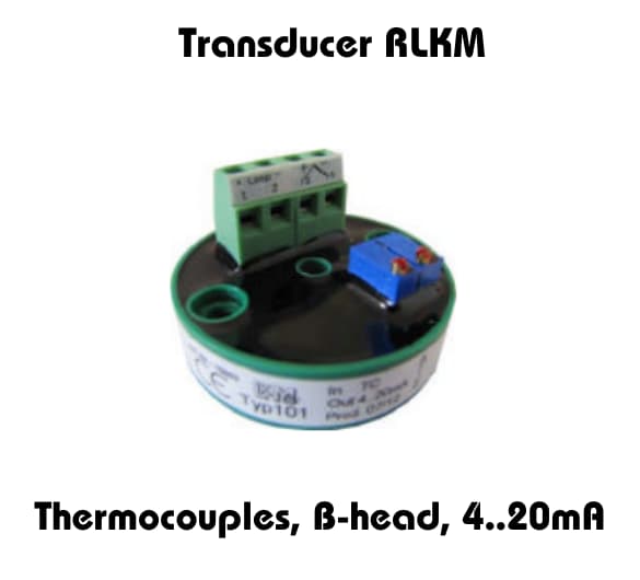 Transducer RLKM for thermocouples, B-head, 4-20mA output