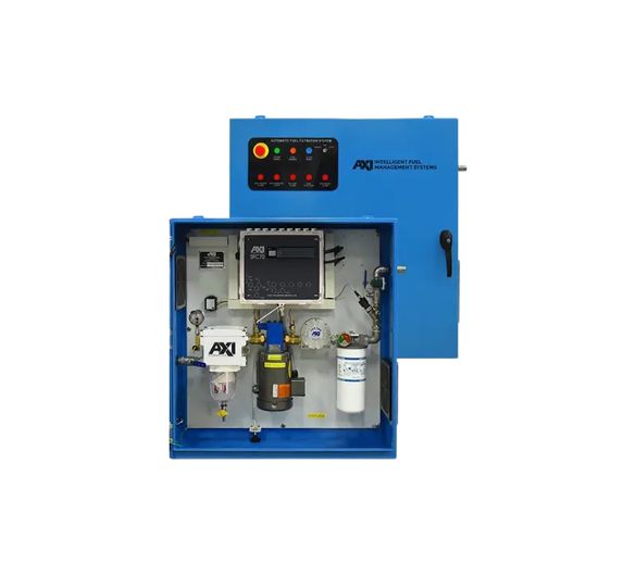 STS 6003 fuel polishing system with touchscreen controller and plumbing connections