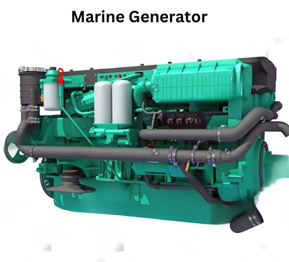 A marine generator designed for powering boats and ships, showcasing its robust construction and marine-grade features